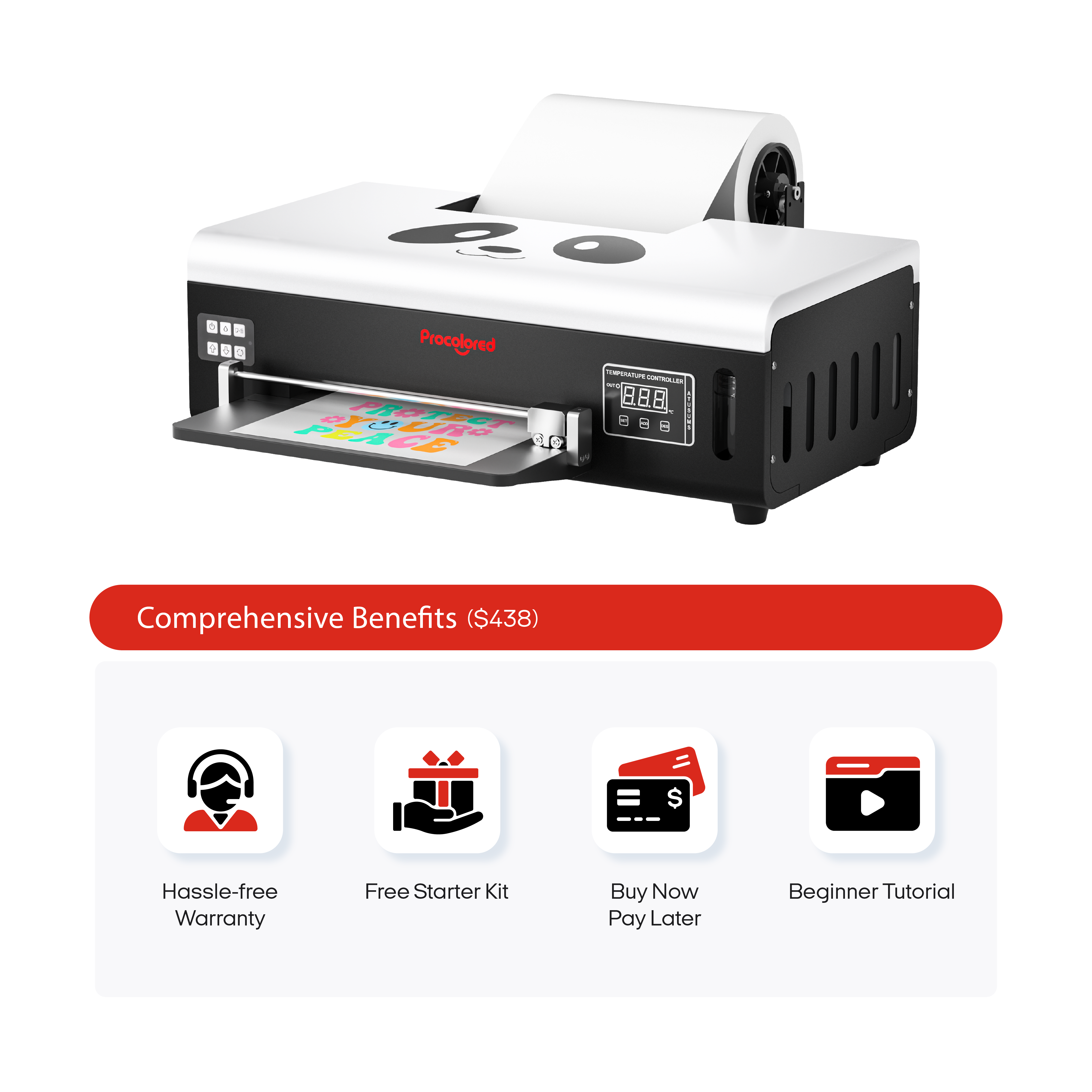 Procolored 8.2" Single Head A4 DTF Printer L800 Roller - F8 DTF A4 8.2’’ L800