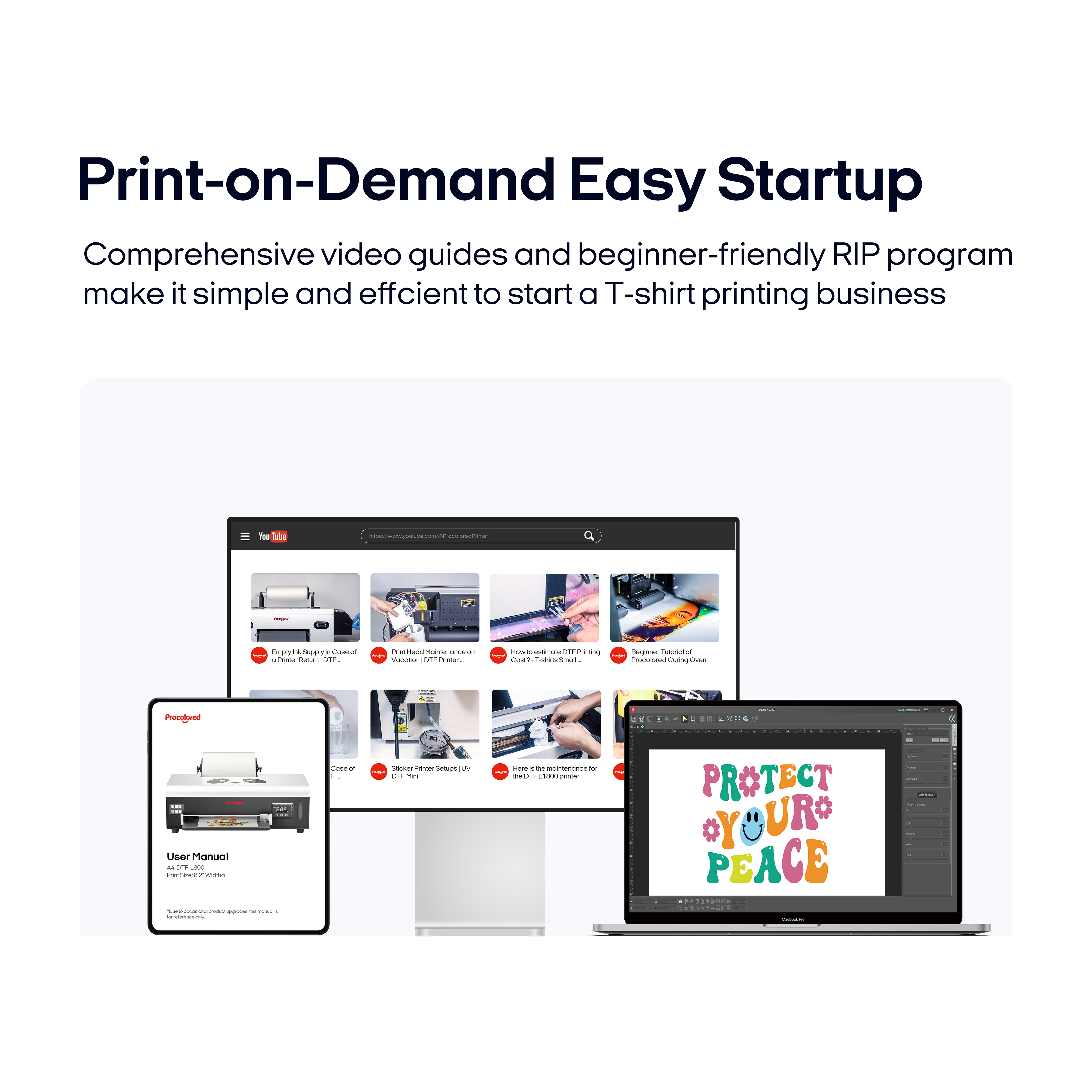 Procolored 8.2" Single Head A4 DTF Printer L800 Roller - F8 DTF A4 8.2’’ L800