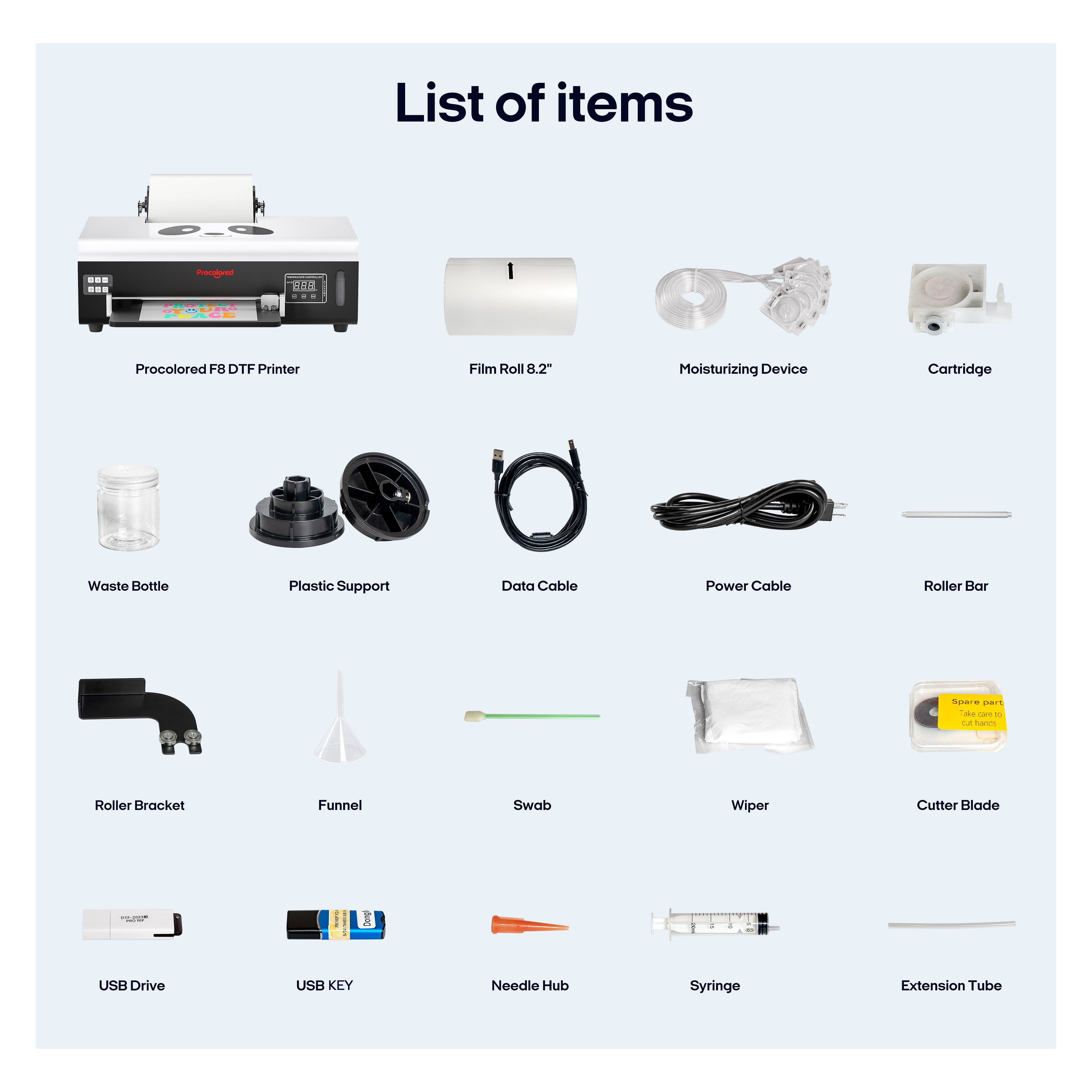 Procolored 8.2" Single Head A4 DTF Printer L800 Roller - F8 DTF A4 8.2’’ L800