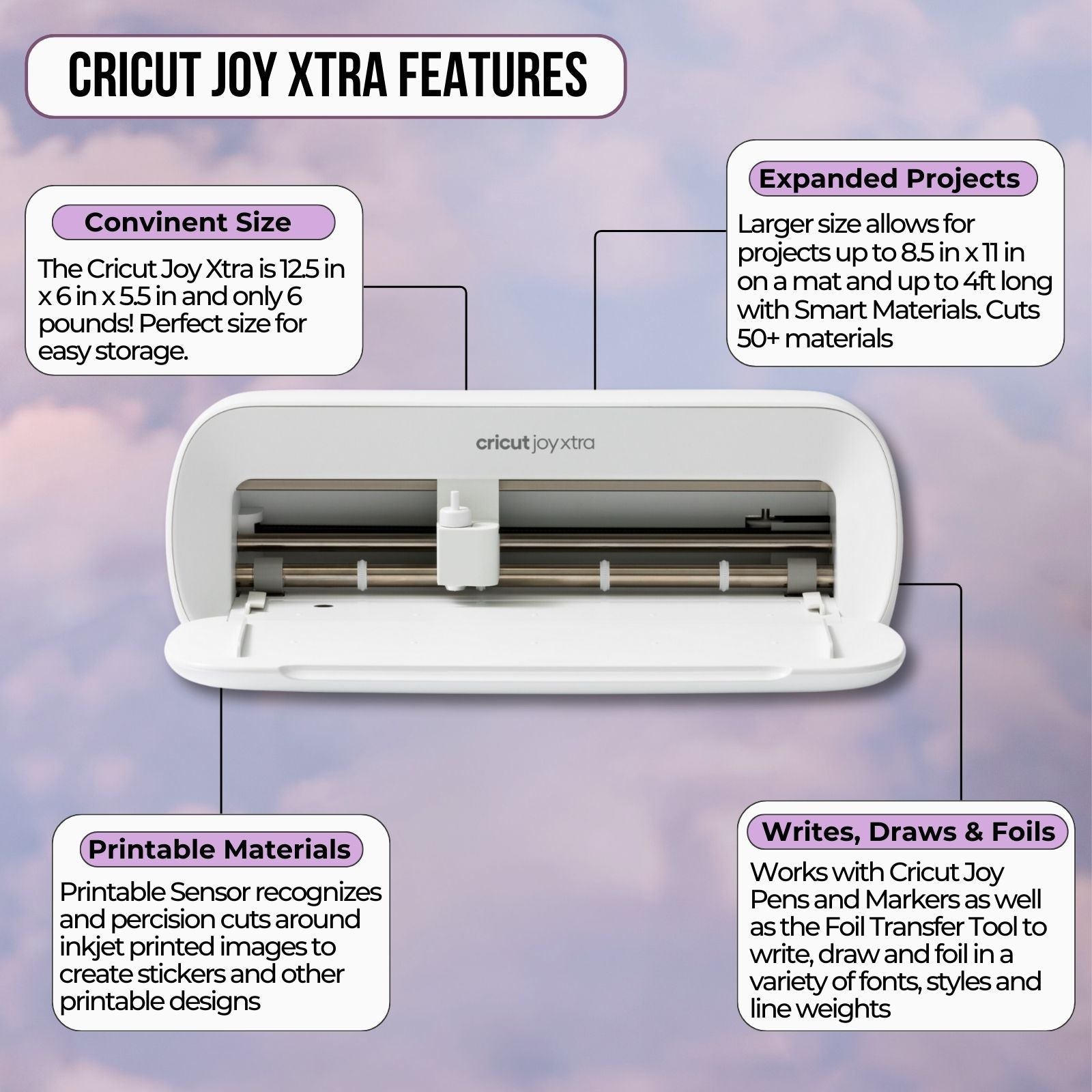 Cricut Joy Xtra Machine with EasyPress 3 9x9 and Heat Press Materials Bundle