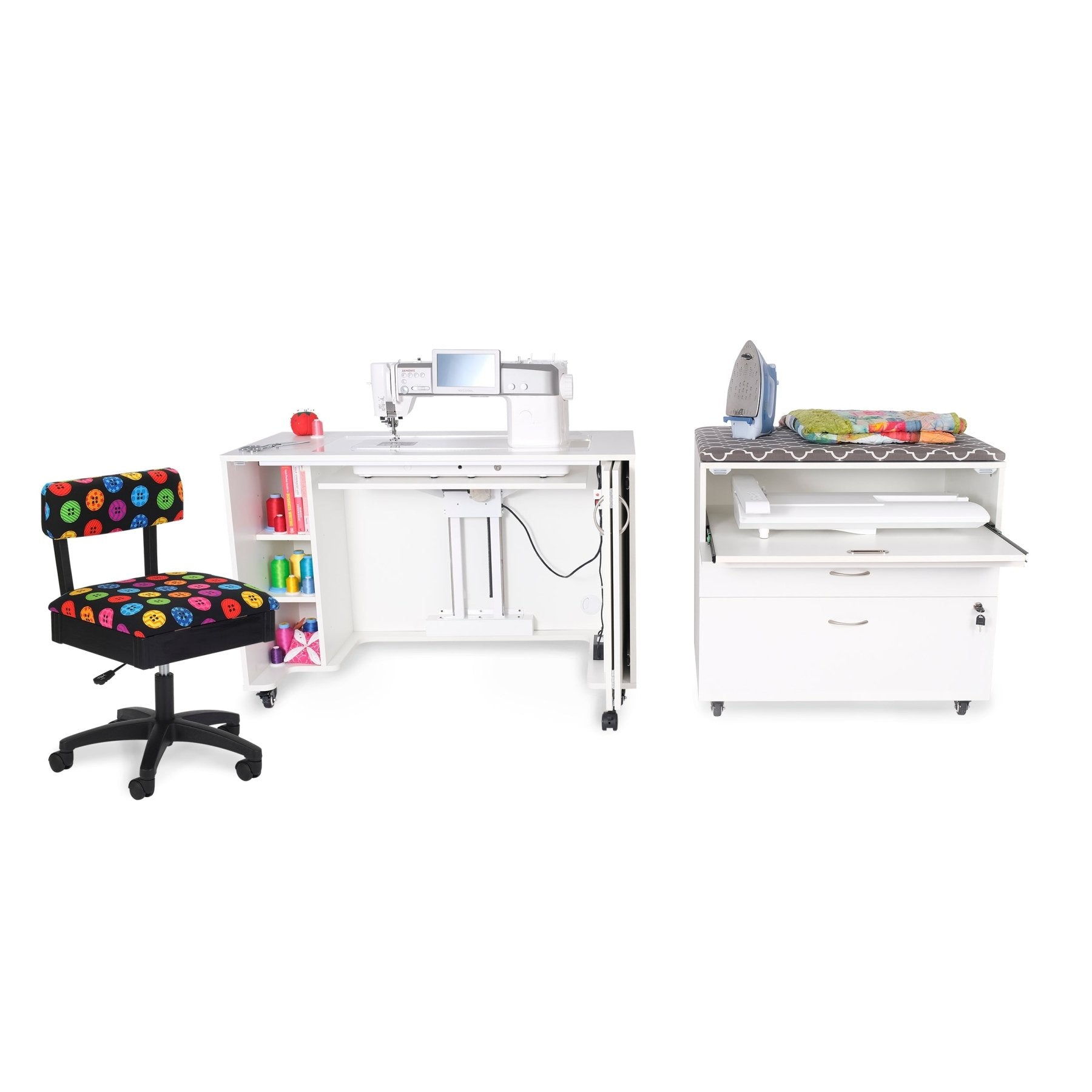 Kangaroo MOD Electric Sewing Cabinet and Embroidery Storage Cabinet Studio Set